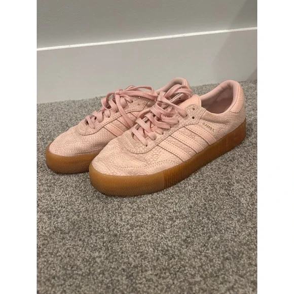 adidas | Shoes | Adidas Womens Sambarose Icey Pink Snake Skin Texture Sneakers  Shoes 95 | Poshmark